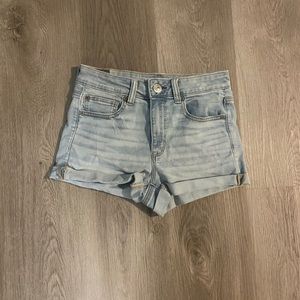 AE Light Wash Denim Stretch Shorts